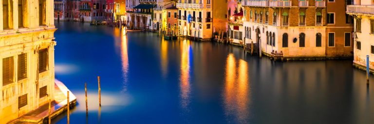 The Grand Canal in Venice, Italy in the evening