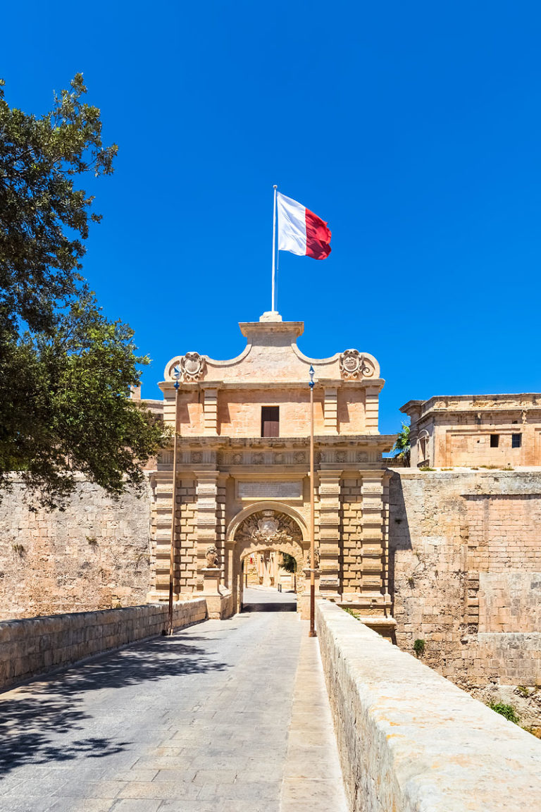 Mdina, Malta - City Gate in the Former Capital City of Malta