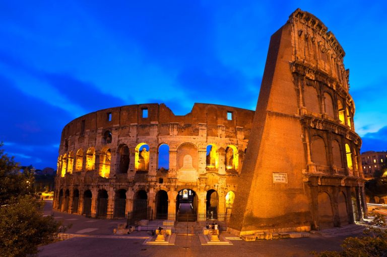 Rome, Italy - Nighttime Photo of the Colosseum