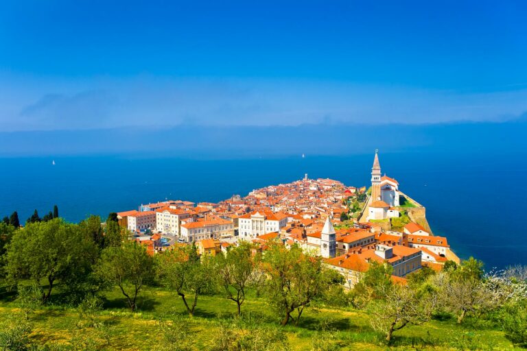 Piran, Slovenia - Panorama of the Town with the Adriatic Sea